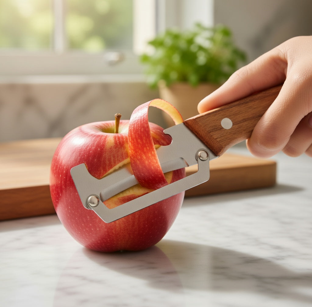 Stainless Steel Peeler with Wooden Handle | Smooth & Durable