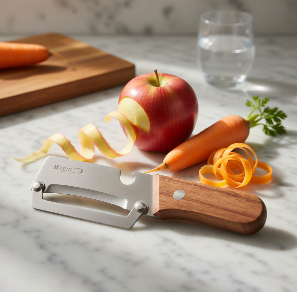 Stainless Steel Peeler with Wooden Handle | Smooth & Durable